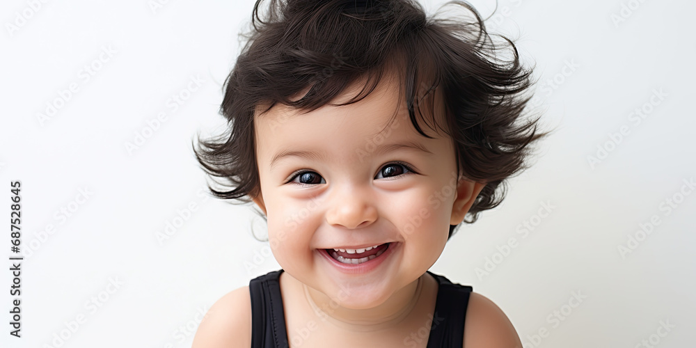 toddler baby infant smiling laughing at camera white background illustration wide backdrop infant face, generated ai toddler baby infant smiling laughing at camera white background illustration wide backdrop infant face, generated ai