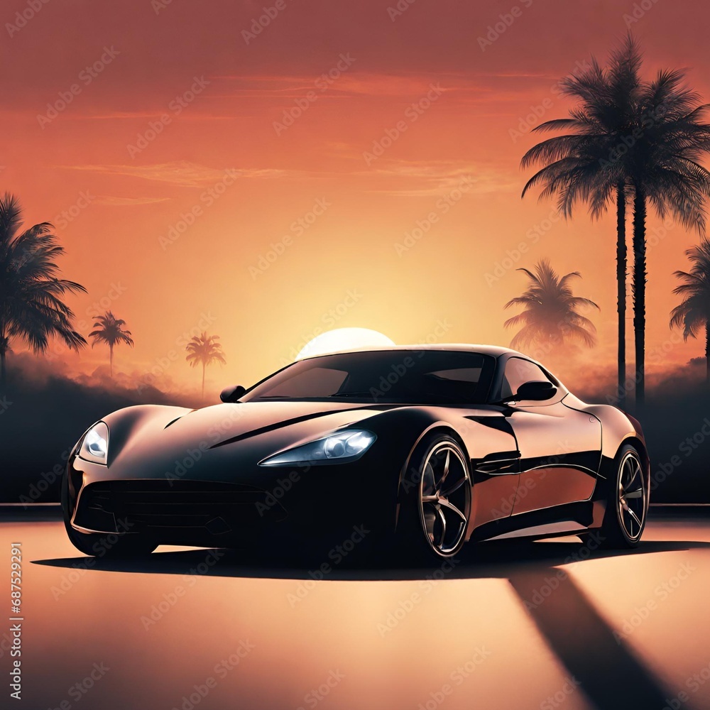 A sports car, its enigmatic form gliding through the fading light of dusk, leaving a trail of mystery in its wake.