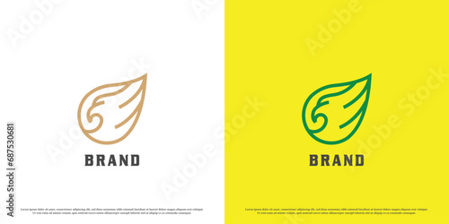 Eagle wings logo design illustration. Silhouette head wings animal bird eagle beak fauna wildlife carnivore predator. Modern minimalist simple flat icon concept.