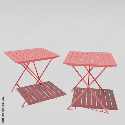 3d rendering two pink coffee table on white background with sunlight.