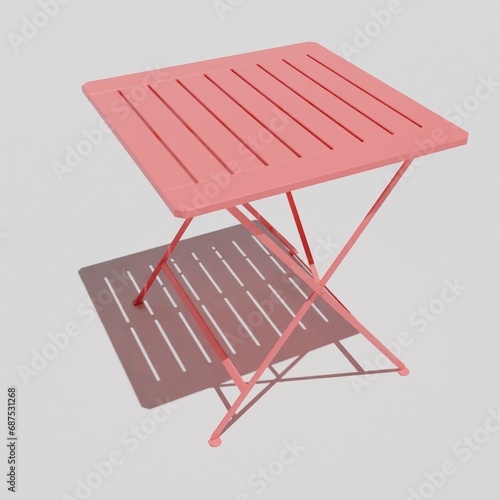 3d rendering two pink coffee table on white background with sunlight.