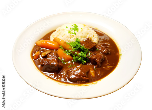 Beef stew rice looks delicious, , PNG file, isolated background.