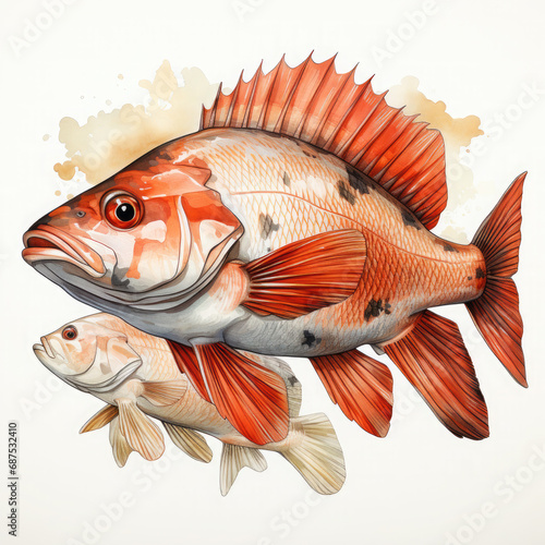 Waterco Quillback Rockfish Clipart illustration Generative Ai photo