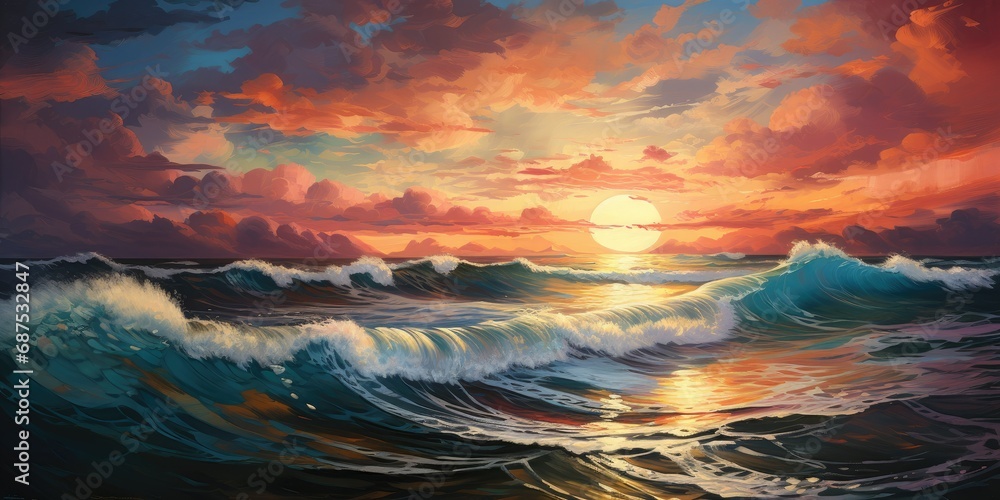 Tranquil Ocean Sunset Panorama