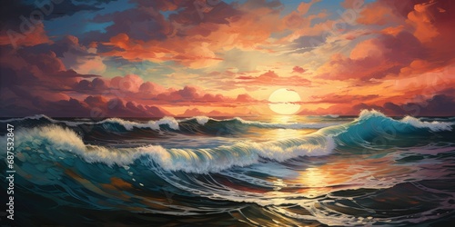 Tranquil Ocean Sunset Panorama © DADA