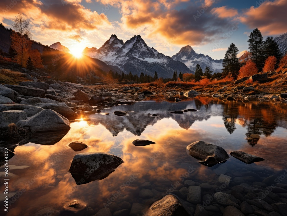 Alpine Lake Sunrise Panorama