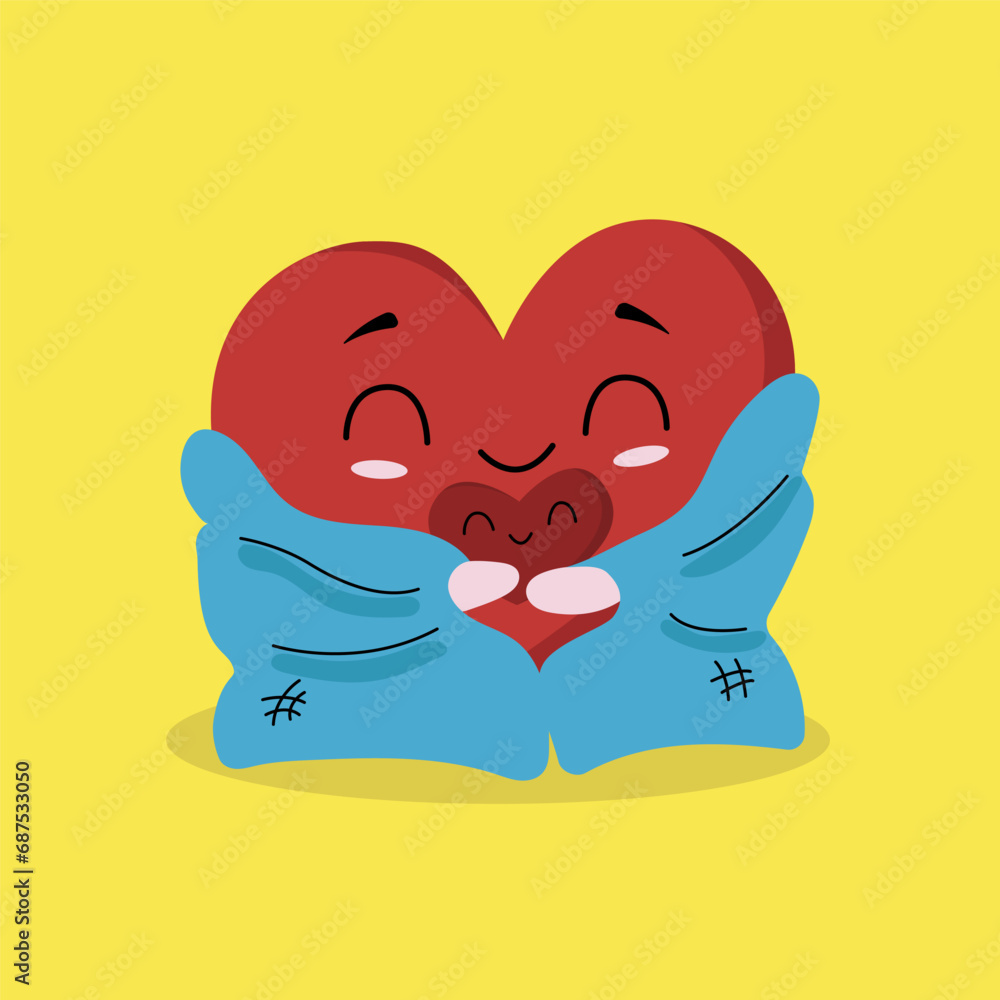 Warm hugs funny concept. Cute hearts. Hugs and kisses. Happy Valentine's day vector card Warm hugs funny concept. Cute hearts. Hugs and kisses. Happy Valentine's day vector card