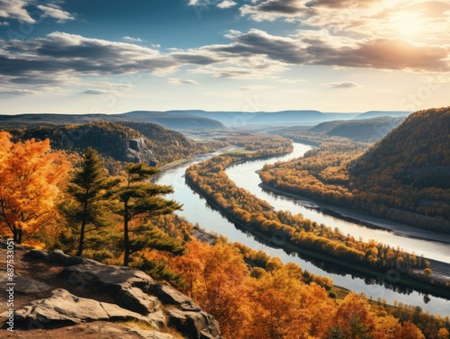 Autumn River Valley Panorama