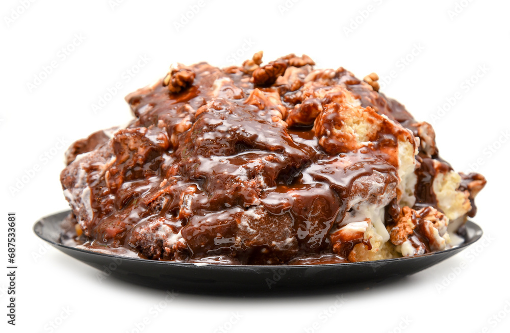 Homemade delicious chocolate cake on white background Homemade delicious chocolate cake on white background