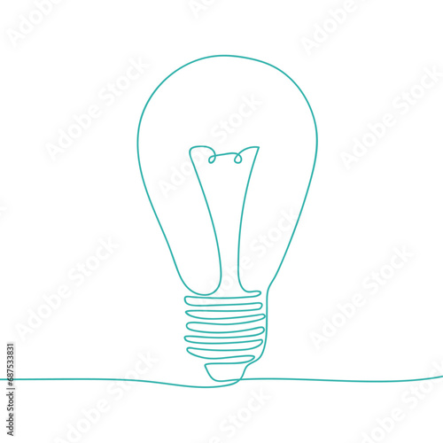 Light bulb line art. Doodle vector illustration.