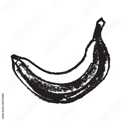 Banana vector illustration with hand-drawn crayon texture. Banana symbol on white background for bananas bread packs  bananas milk package and bananas fruit brand logo template design.