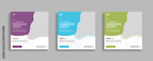Trendy Editable Professional square creative business digital marketing agency and creative social media post template design or Promotion Corporate advertising Web Banner Ads