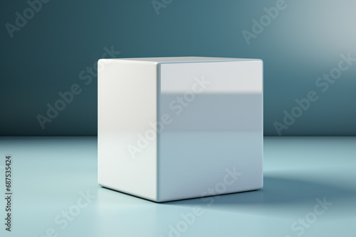 Three-dimensional white cube in the fashionable color of the season Nimbus Cloud, Silver Birch, Coconut Milk, Diamond White