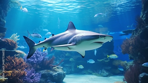 Ocean Odyssey: Graceful Shark in Aquarium © Sajawal