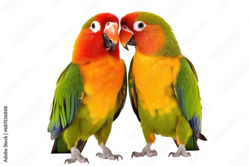 cute parrots looking isolated on white cute parrots looking isolated on white