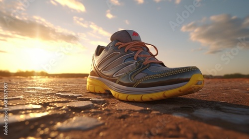Running shoes on the sand photo