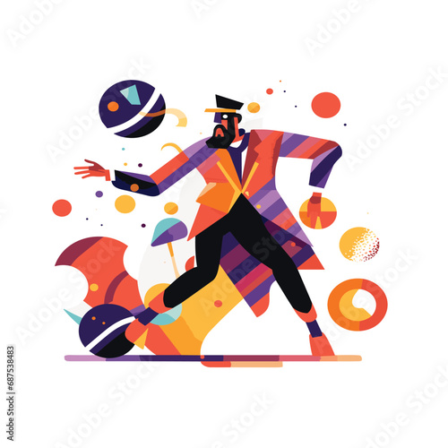 dancing abstract man flat vector dynamite