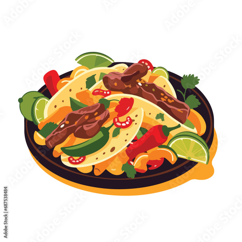 Fajitas on a white background isolated Mexican cuisine illustration
