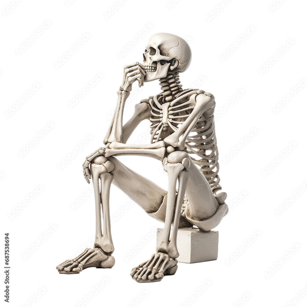 Obraz premium 3D rendering of a human skeleton, isolated on transparent background, PNG file