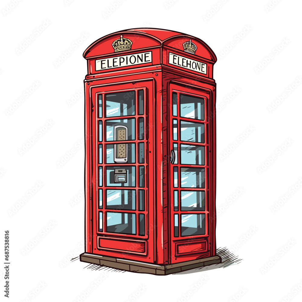 Fototapeta premium vintage Red phone box in London template element