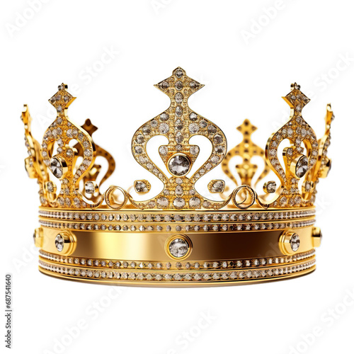 A King or Queen's Golden Crown, isolated on transparent background, PNG file