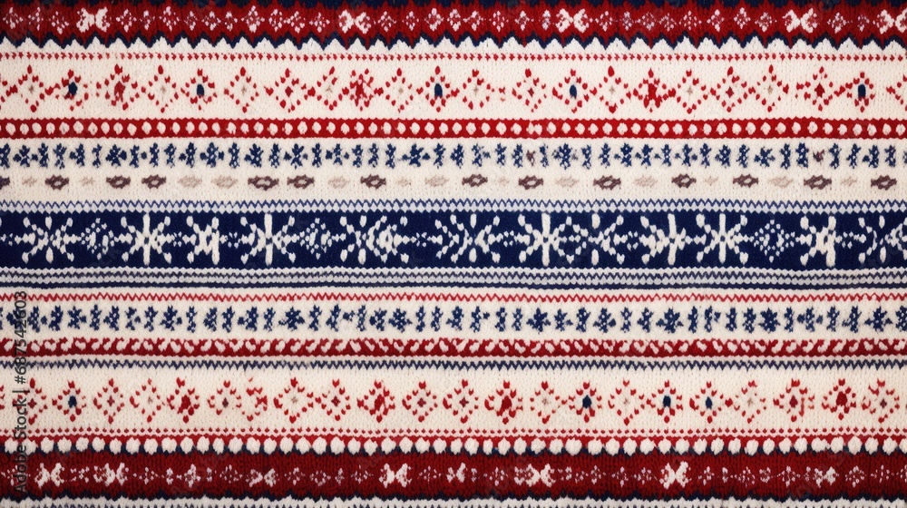 Fair Isle wool pattern fabric, ai Fair Isle wool pattern fabric, ai