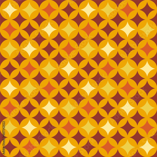 Retro atomic starburst circles orange brown