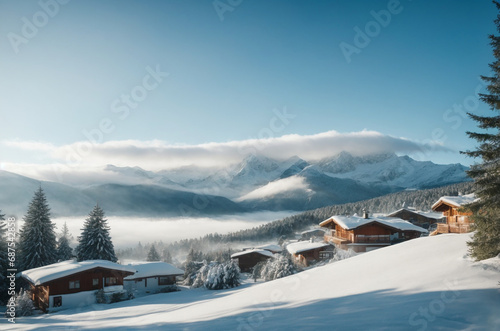 Snowy Hilltop Residences Amidst Pine Forest © Ilham