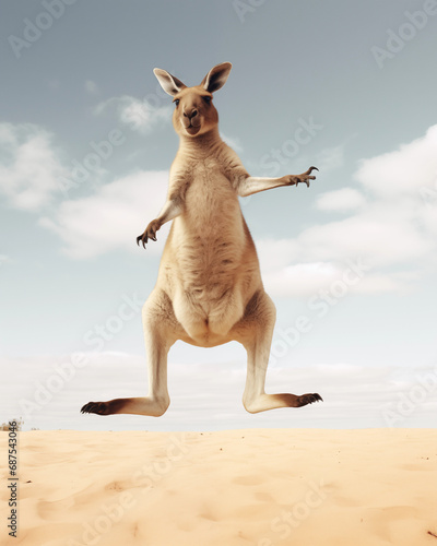 Australian Kangaroo Standing Isolated on a Clean Background