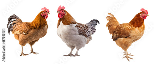 Chicken isolated on on white, transparent PNG background, Generative Ai