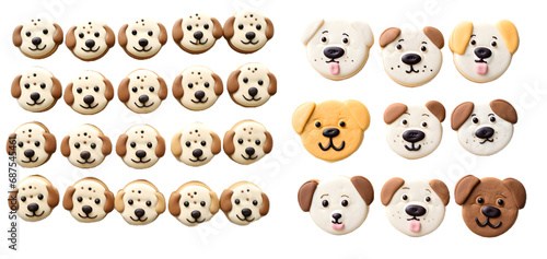 Dog shaped cookie on white background, transparent PNG background, Generative Ai