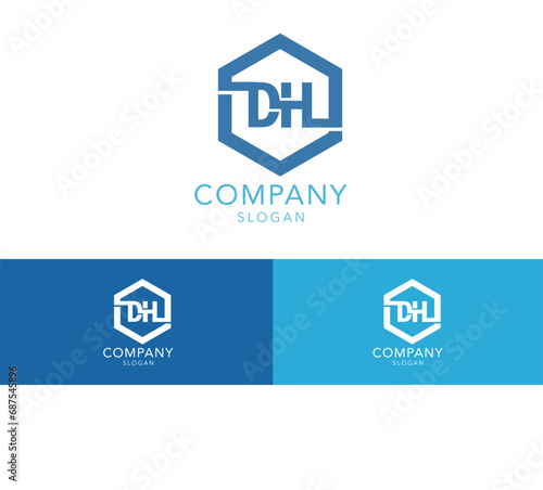 modern minimalist DH letter logo design