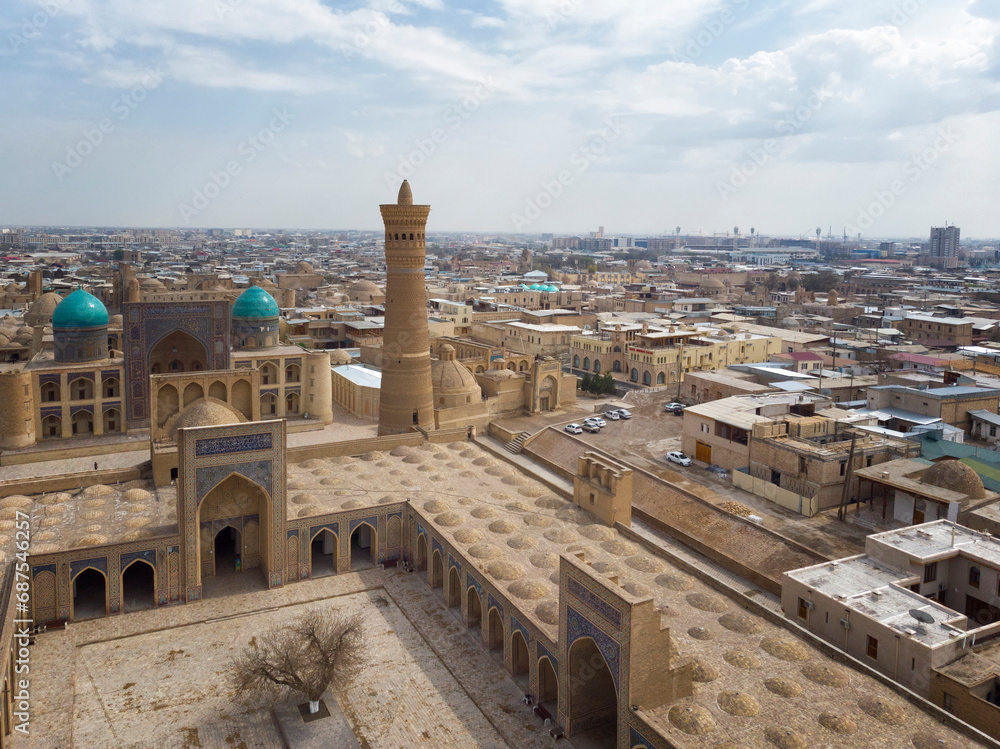 Top view to the Po-i-Kalyan complex, Bukhara, Uzbekistan