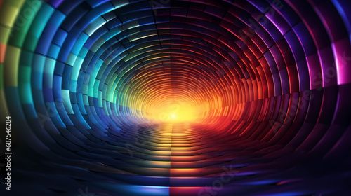 colorful tunnel with a light inside  abstract art background