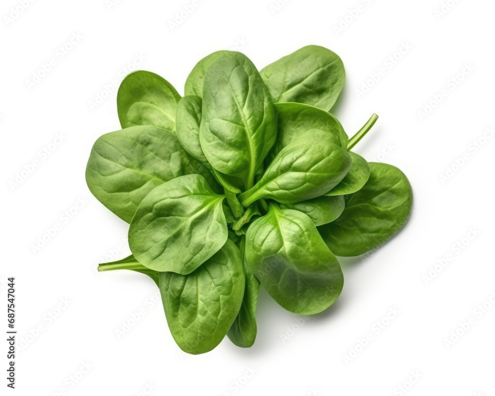 Top view spinach Leaf isolated on a white background ai generative Top view spinach Leaf isolated on a white background ai generative
