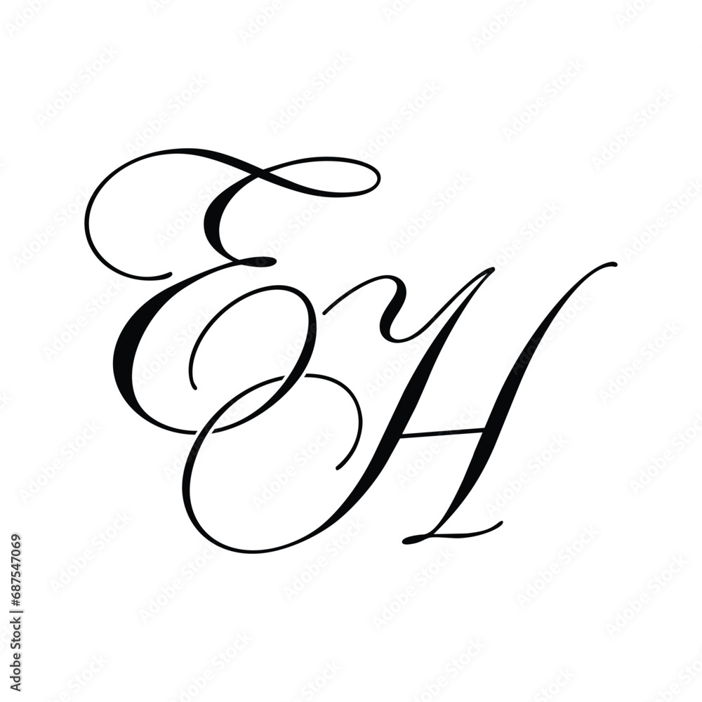 EH Calligraphy Monogram Initial Letters Logo