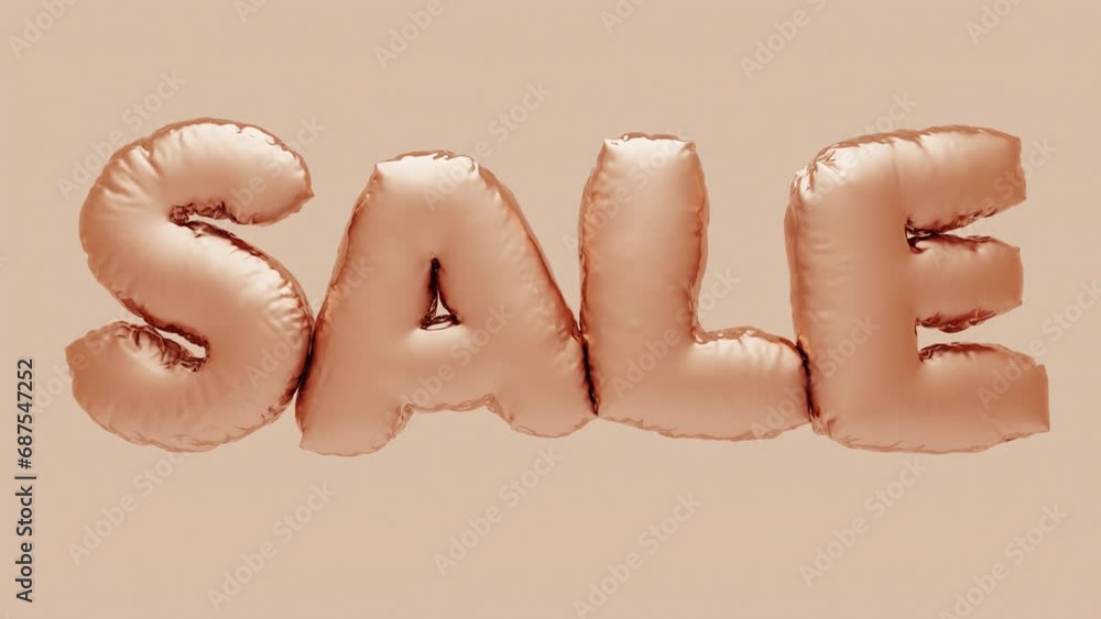 3d animation of the text SALE in the form of inflatable balls. Animated banner for discounts, promotions, sale