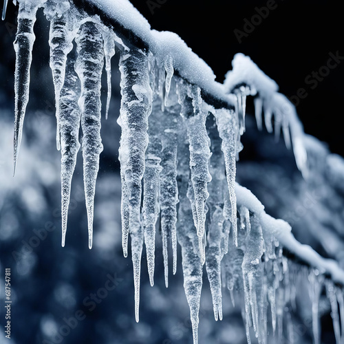 Large icicles on the branches.