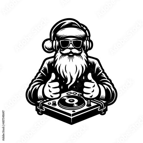 Vector illustration of Dj Santa Claus at Christmas Party. Ai Generated	
