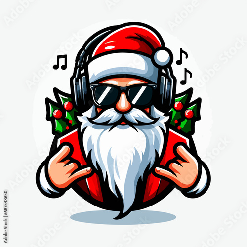 dj santa claus at christmas party vector illustration. Ai Generated	
