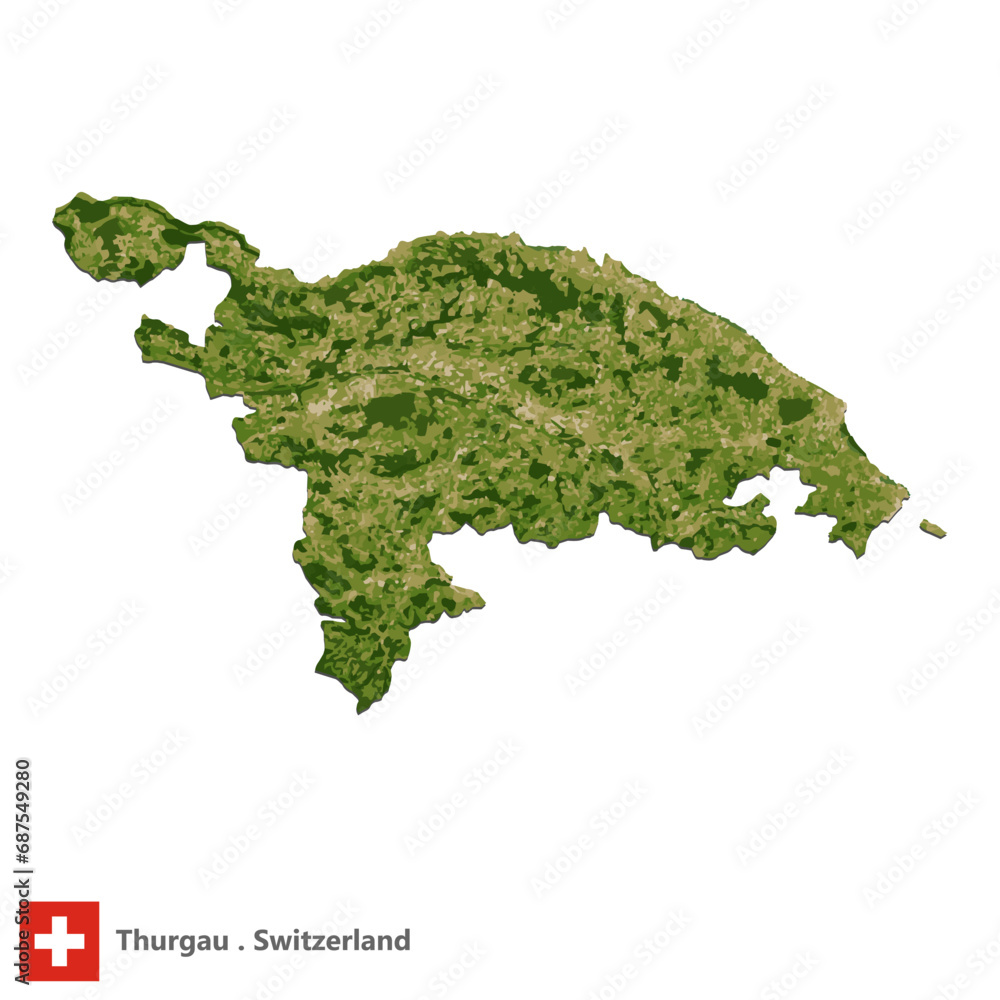 Thurgau, Canton of Switzerland Topographic Map (EPS)