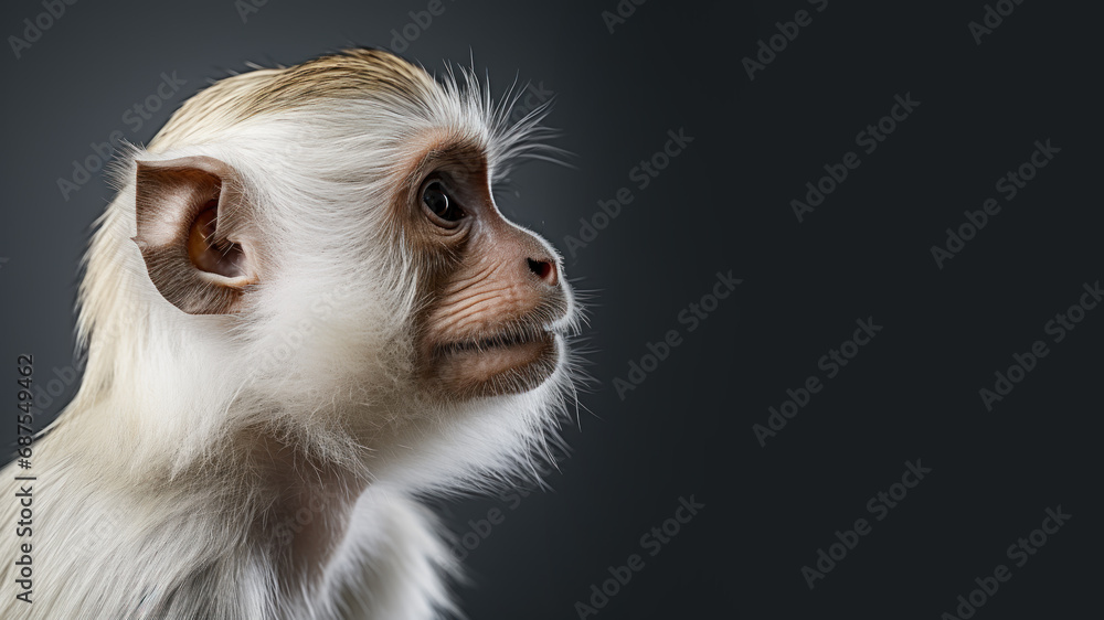 Naklejka premium Close up monkey isolated on gray background