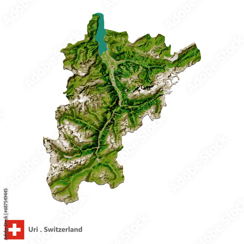 Uri., Canton of Switzerland Topographic Map (EPS)