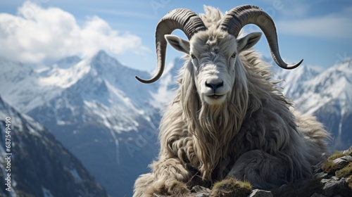 Tatras stone hosts a lively mountain goat photo