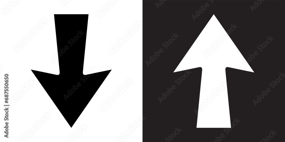 Down up arrow icon vector. Scroll down up icon sign symbol in trendy flat style. Move down up vector icon illustration isolated on white and black background Down up arrow icon vector. Scroll down up icon sign symbol in trendy flat style. Move down up vector icon illustration isolated on white and black background