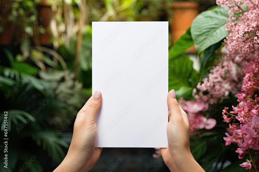 person holding blank card person holding blank card