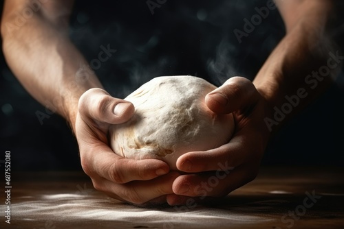 the hands of a man with a dough