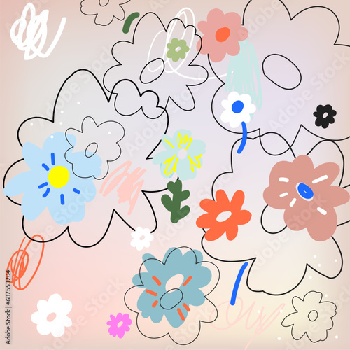 Abstract floral creative background. Vector.