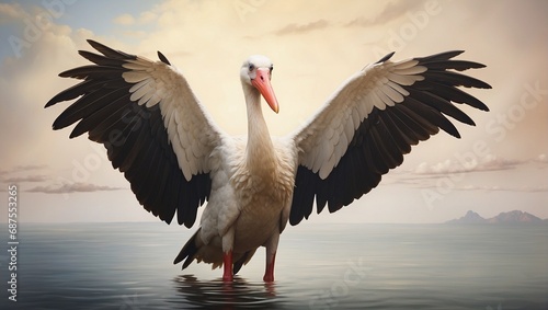 white stork in the water photo
