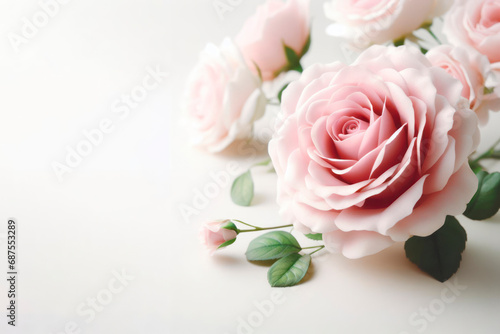 Beautiful pink rose flower on white background  Valentine s day  Meaning of love. ai generative